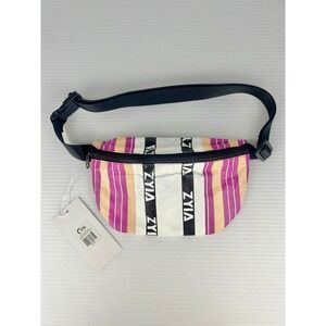 Zyia Active Striped‎ About Town Crossbody Bag Pink Yellow White 2775 NWT